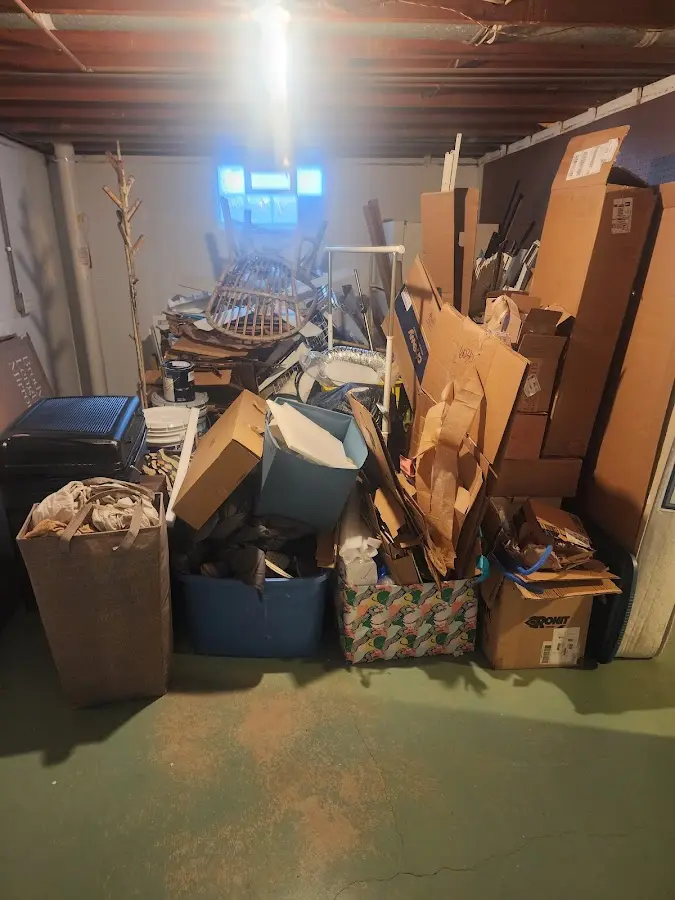 Roll-off dumpster container at job site for 20 Yard Dumpster Rental in Portland